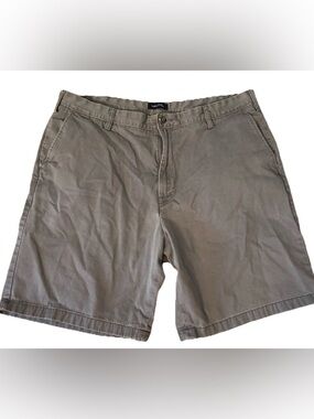 Nautica Men's Gray Flat Front Chino Shorts 100% Cotton, Size 40